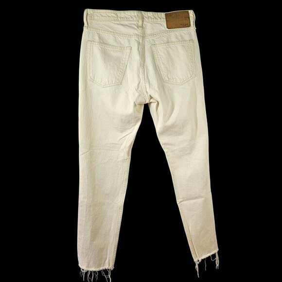 Rag Bone Ecru Rosa Boyfriend Ripped Jeans Women 27x30 High Rise Button Fly - Picture 3 of 11